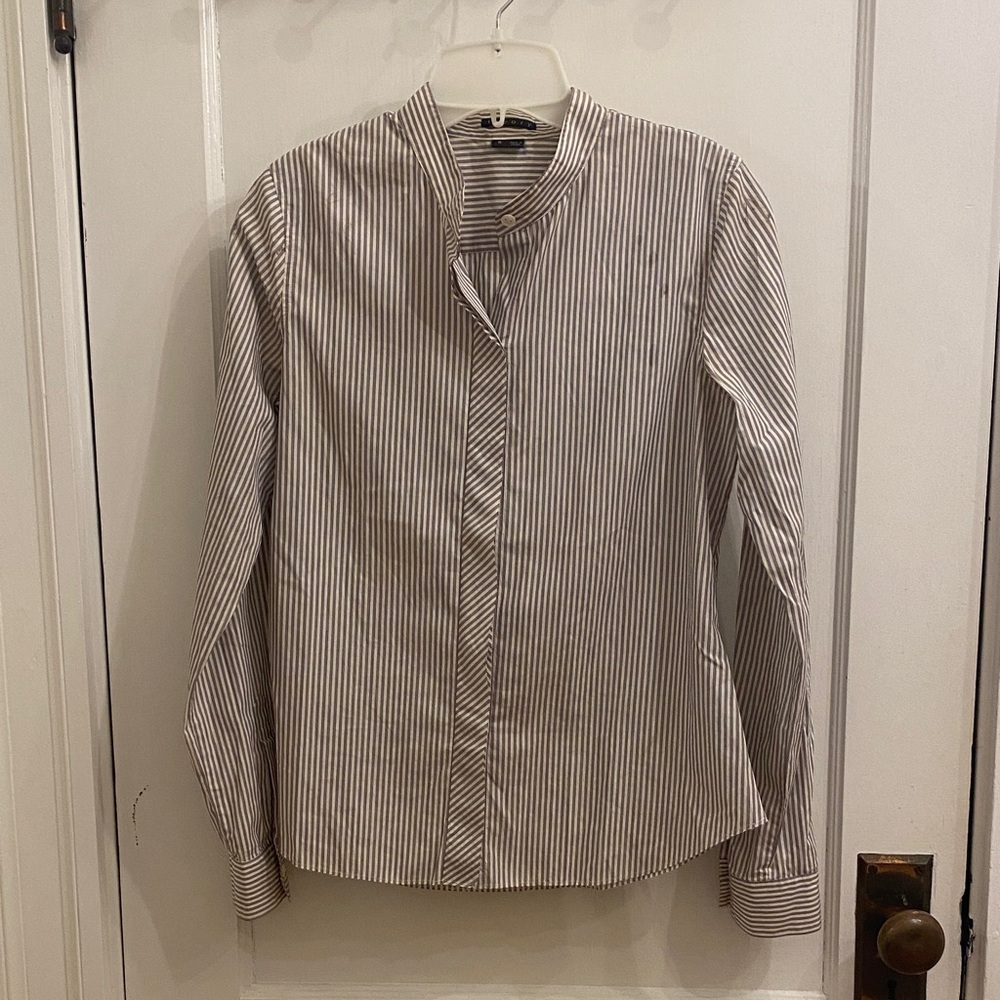 Theory Striped Dress Shirt - Black and White